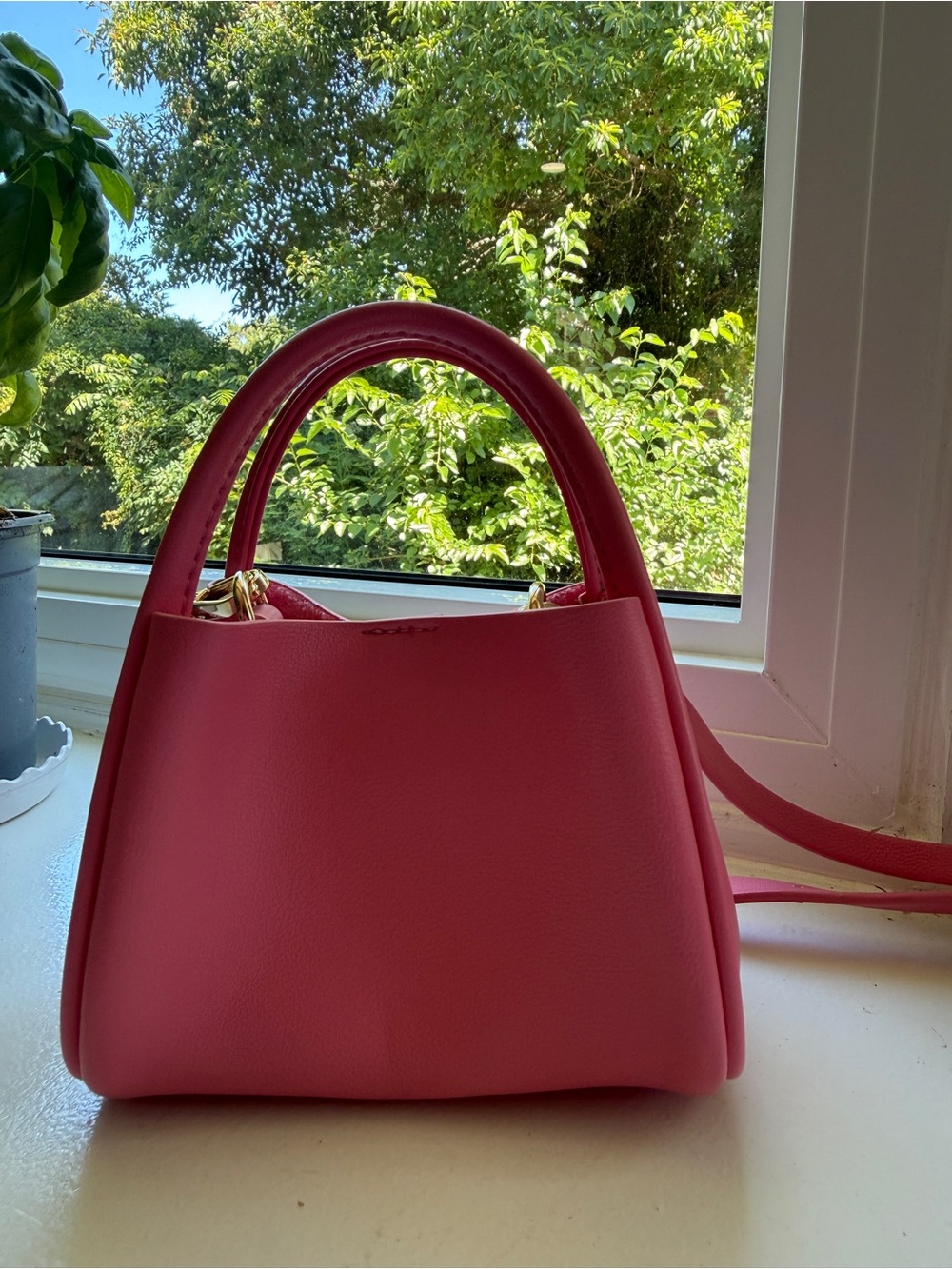 Anthropologie Rose Pink Top-Handle Crossbody - Picture 2 of 8
